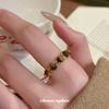 Real Gold Electroplated Tiger's Eye Stone Round Open Ring Maillard Temperament Niche Index Finger Ring Jewelry