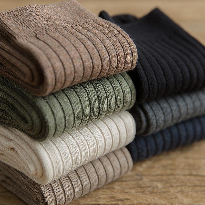 Calzini Uomo Autunno/Inverno Cotone Pettinato Fine Calzettoni a Mezza Gamba Casual Traspiranti Calzini in Puro Cotone Retro Business Calzettoni Lunghi