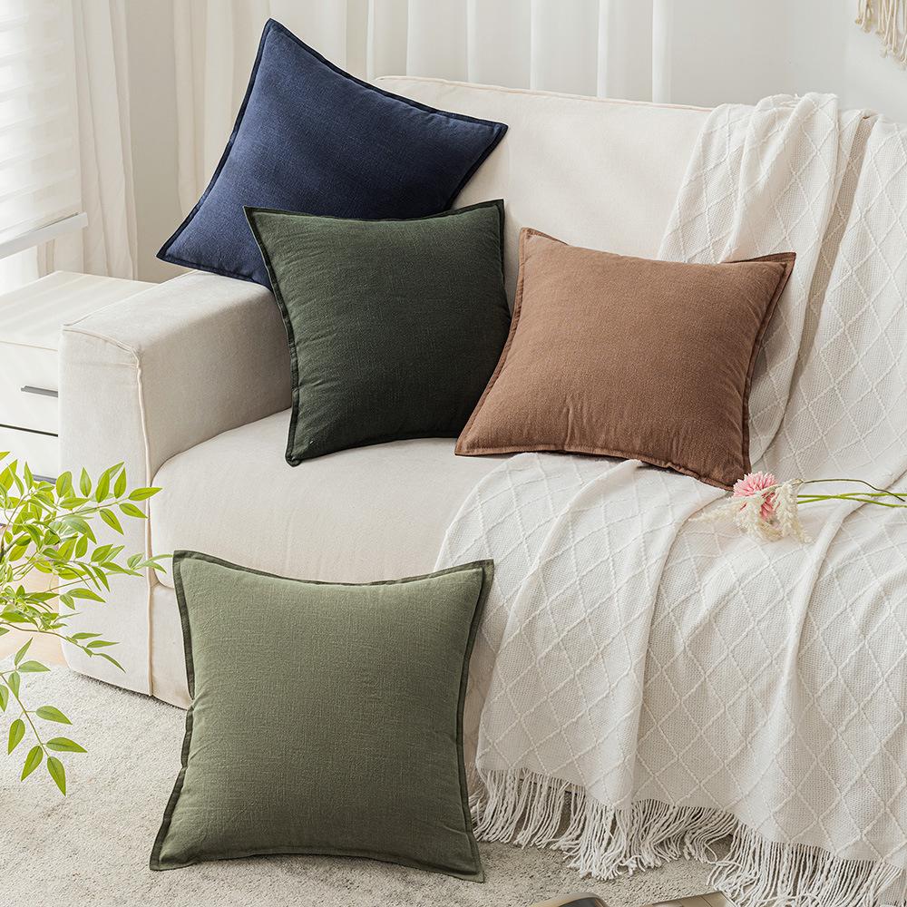 New Cotton and Linen Pillows Living Room Sofa Pillow Solid Color Linen Pillow Office Seat Waist Cushion