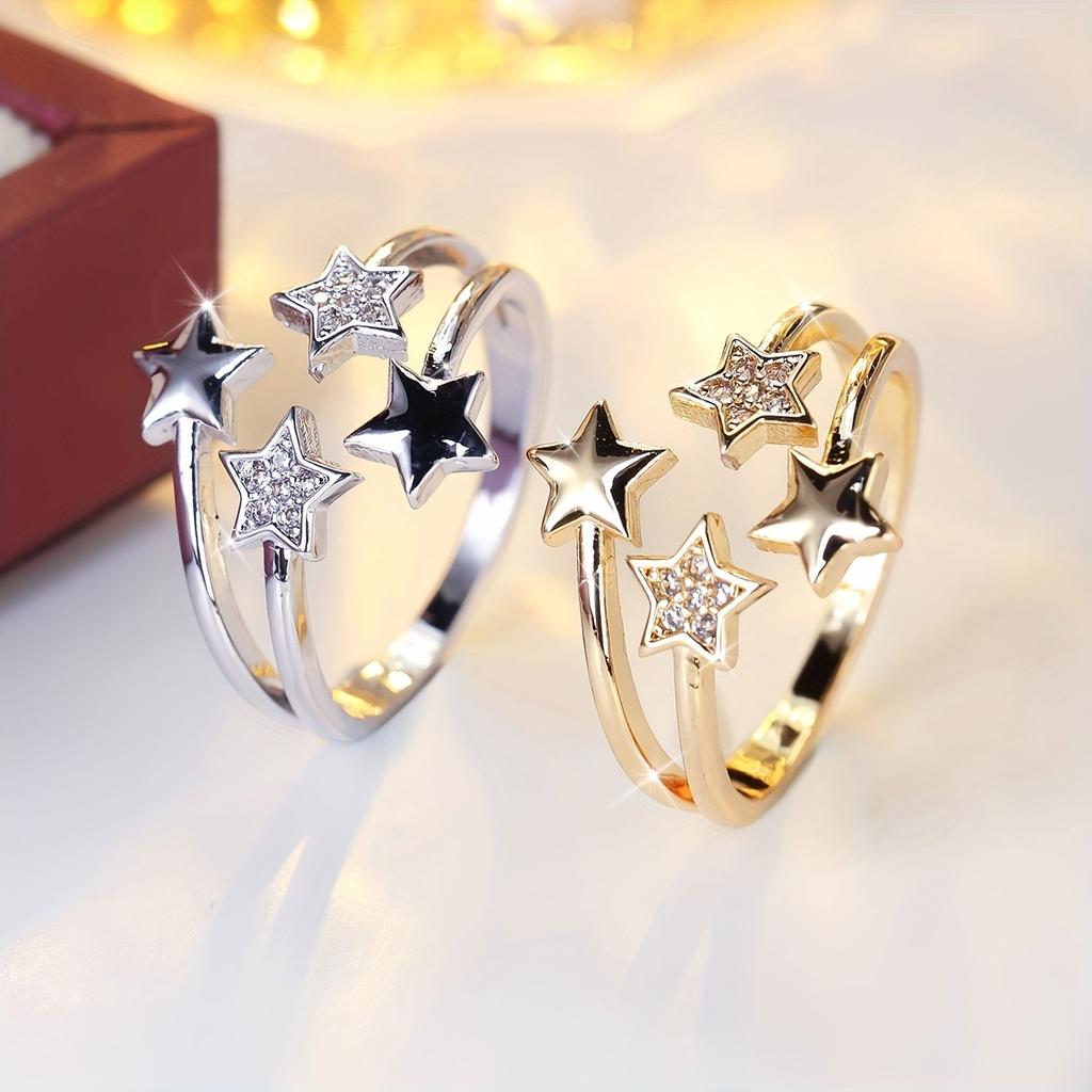 Korean-style New Star Open Ring, Sweet Starry Sky Pentagram Ring