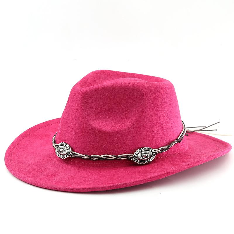 Suede Curled Brim Western Cowboy Hat for Men and Women, Outdoor Travel Hat, Rolled Brim Ethnic Style Fedora, Felt Hat