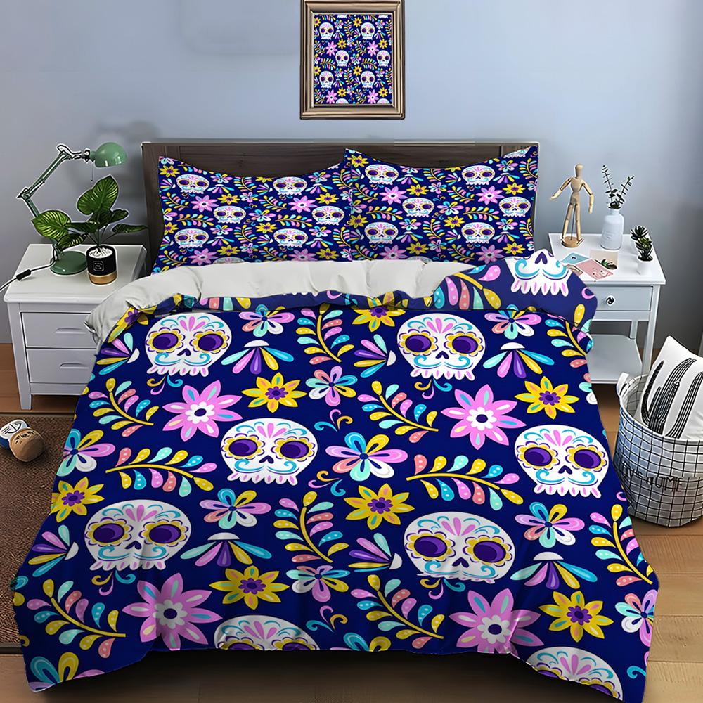 Mexican Style Skull Guitar Print Bedding Set Duvet Cover 1 Duvet Cover 2 Pillowcases Adult And Kids Bedding Set Luxury Gifts