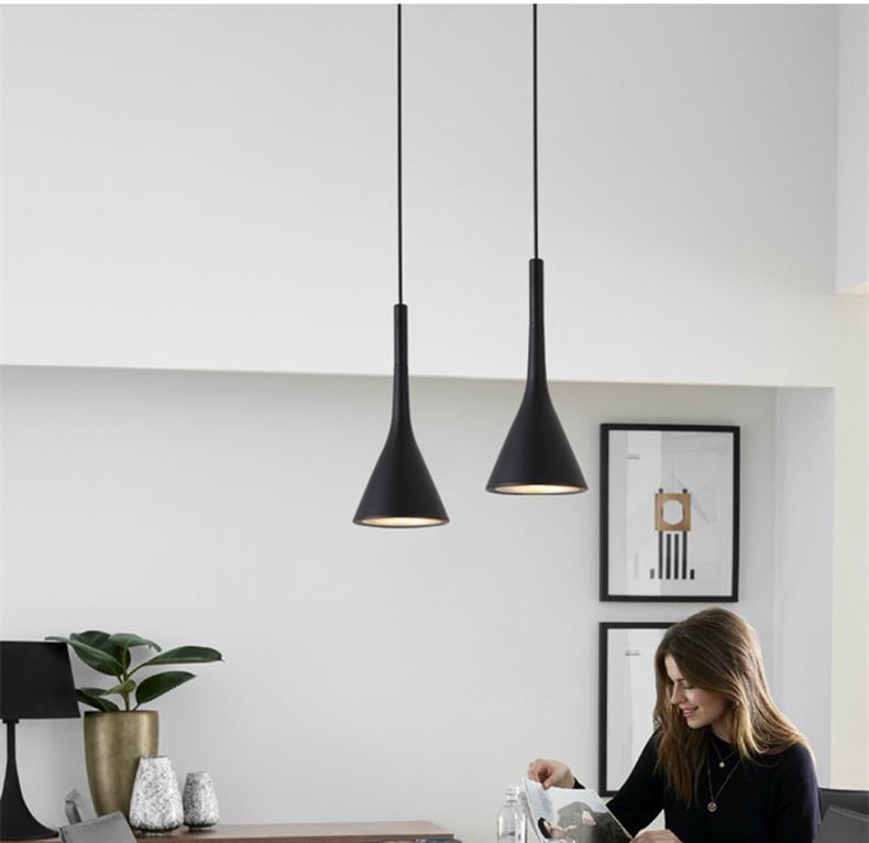 Nordic Wrought Iron Pendant Light - Modern Creative Single-Head Lamp for Restaurant, Bar, Bedroom, and Bedside.