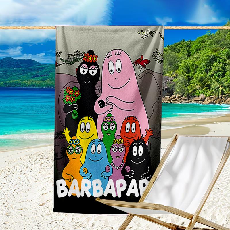 proof beach towel with a Barbapapa pattern - soft,absorbent,quick-drying,machine washable - perfect for swimming,camping,bathing