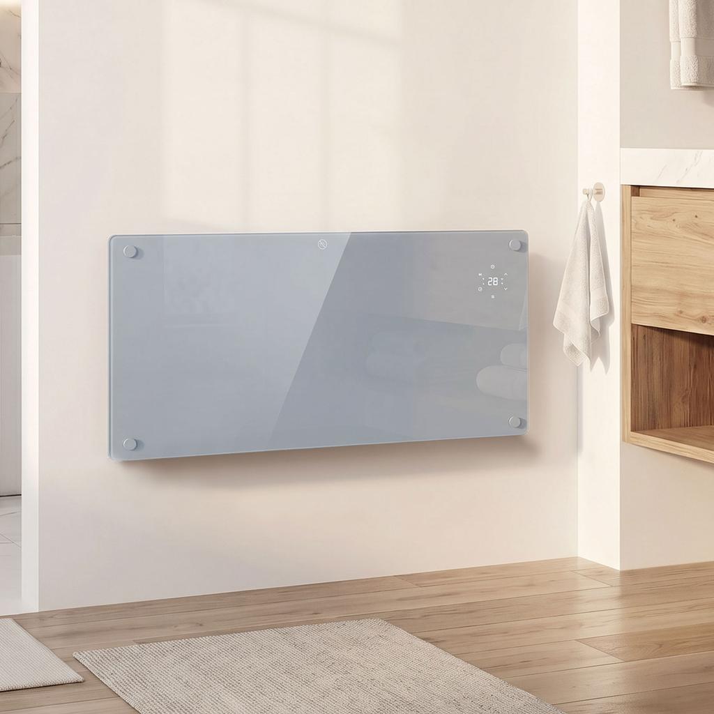 2000W Smart Panel Heater Wall Mounted & Freestanding, Electric Heater with Weekly Timer, Open Window & Anti-Frost, Grey