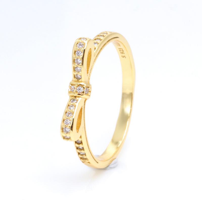 Gold-Plated European & American Creative Bow Ring - Elegant Gift for Women 52 золотой