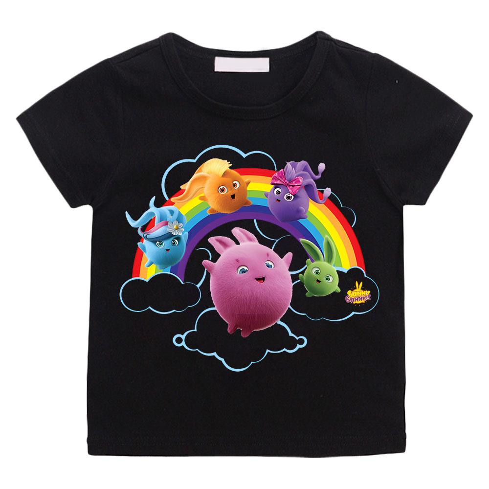 

Sunny Bunnies Children s Tshirt Cute Rabbit Cartoon Print Girls T-Shirts Summer Fun Boys T Shirt Fashion Short Sleeve Tops 100 чёрный