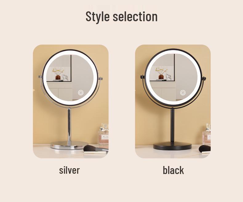 Large Double-Sided LED Makeup Mirror with Magnification and Fill Light for Vanity or Desk