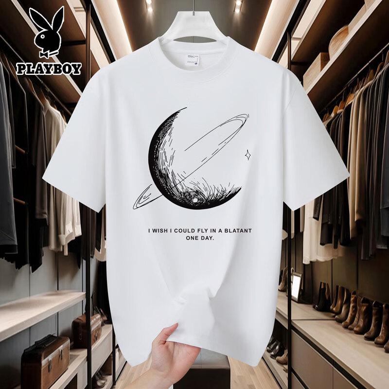 PLAYBOY Men's Heavyweight Pure Cotton Graphic T-Shirt