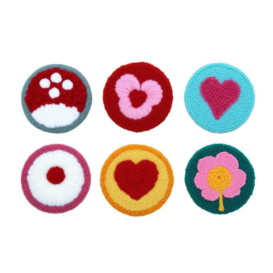 Poke Embroidery Handmade Diy Coaster Material Pack, Thermal Insulation Pad Embroidery Handmade Decompression Poke Music Gift 10x10cm(Materialkitincludingembroiderystretch