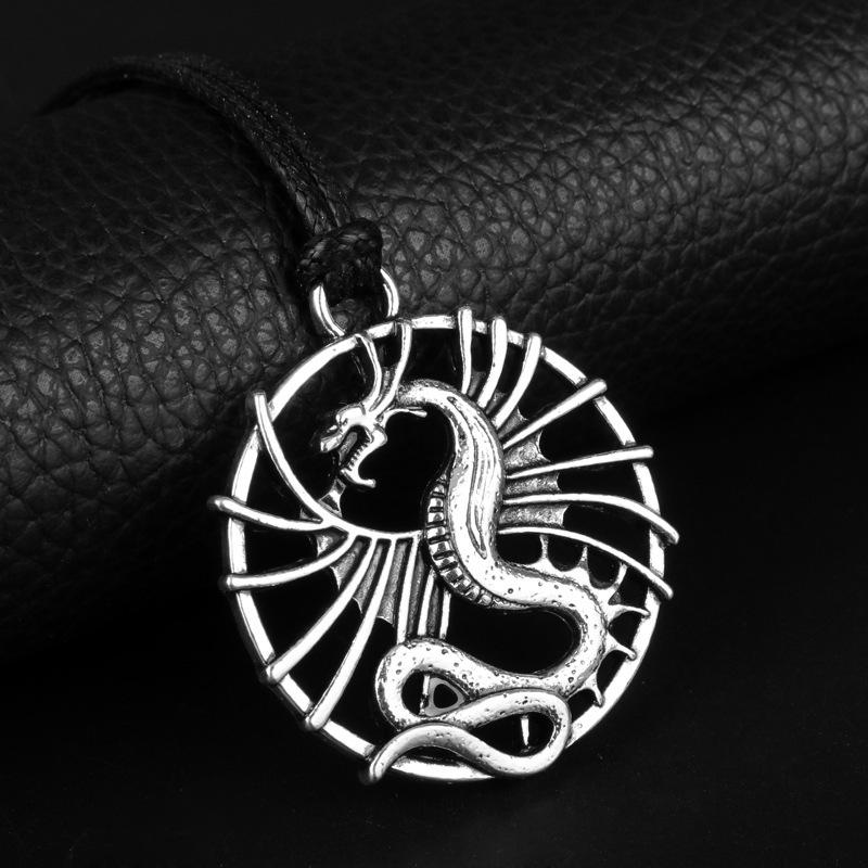 Alloy Flying Dragon Pendant Necklace: Retro European & American Jewelry