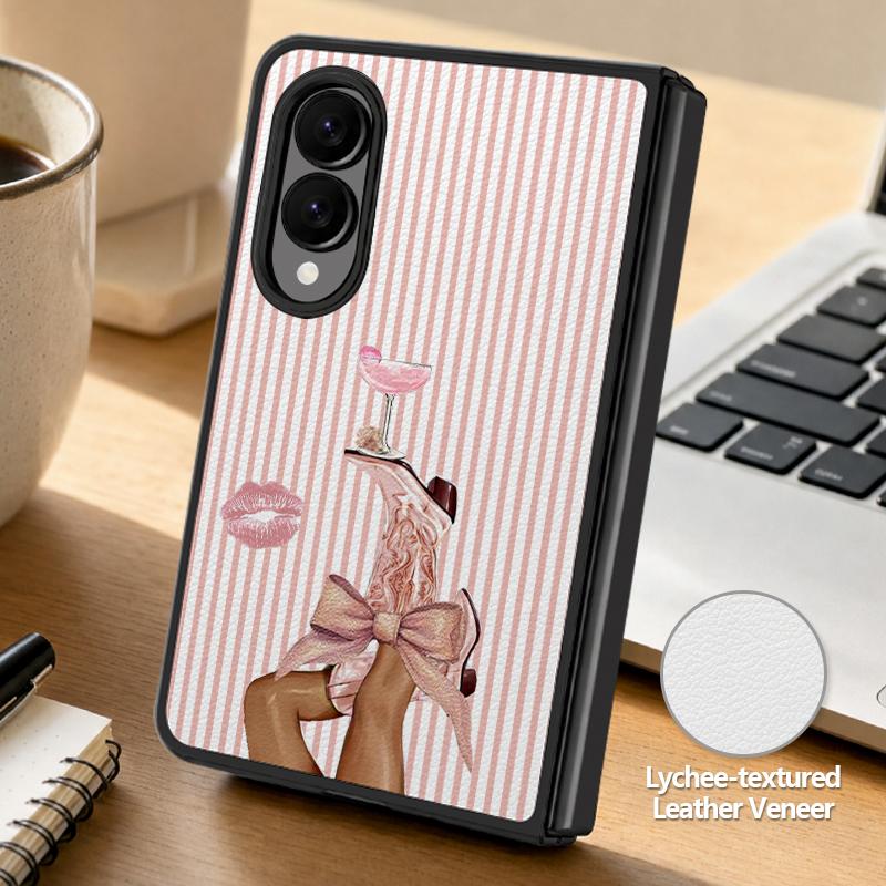 Coconut Stripe Pattern Case For Samsung Z Fold 8 Ultra 7 6 5 4 Hybrid Leather Skin Hard PC Bumper Cover For Galaxy Z Fold8 Fold7 Fold6 Fold5