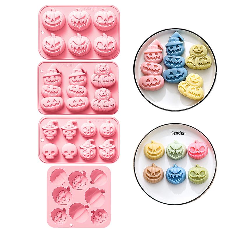Halloween Pumpkin Theme Silicone Mold Ghost Pumpkin Baking Mold Diy Chocolate Candy Cookies Soap Cake Mould Halloween Decoration