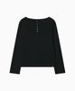 Ohesio Henley Neck Button Long Sleeve, Black