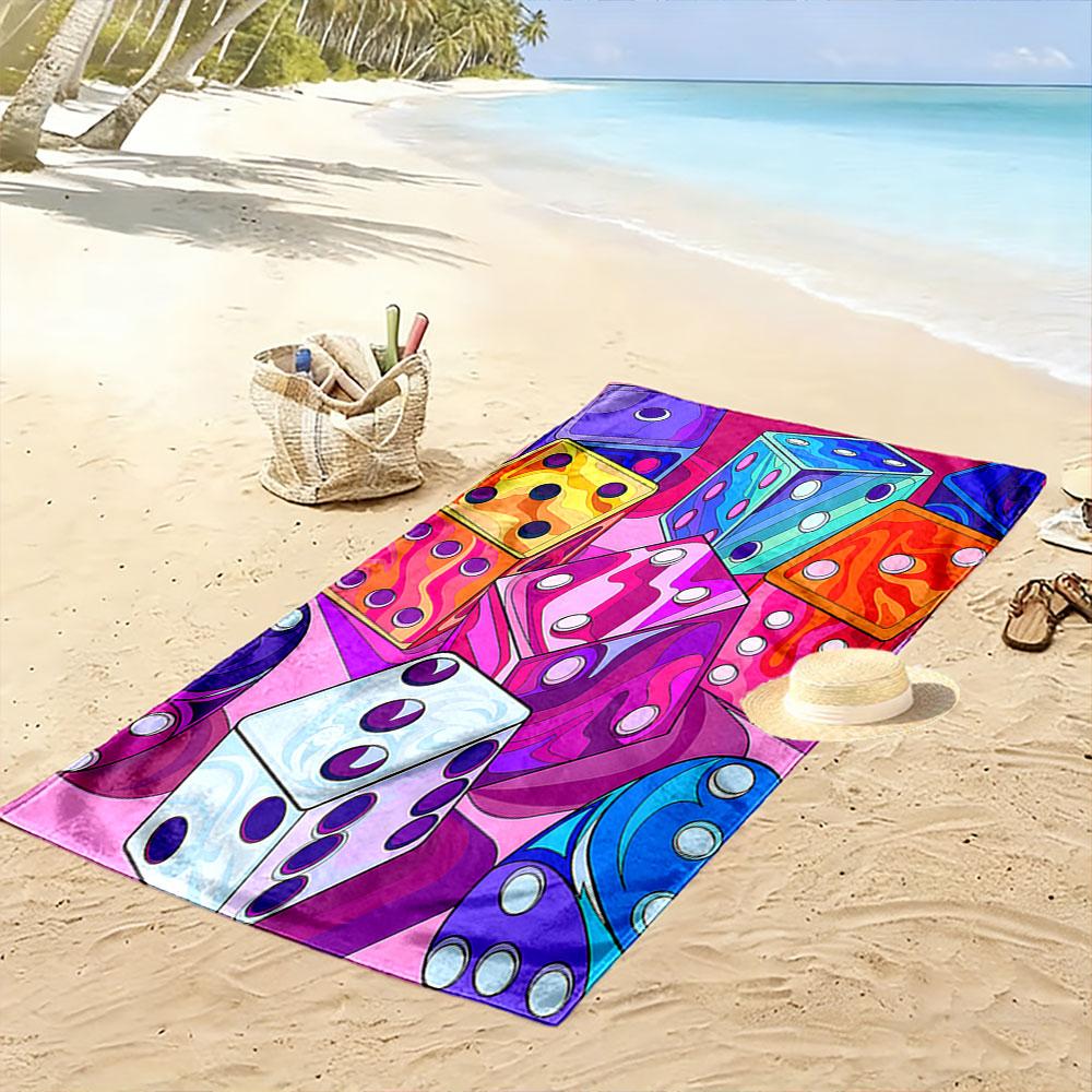 Colorful Dice Art with Vibrant Patterns Patterned beach towel quick dry perfect for travel outdoor sports jogging the beach and swimming