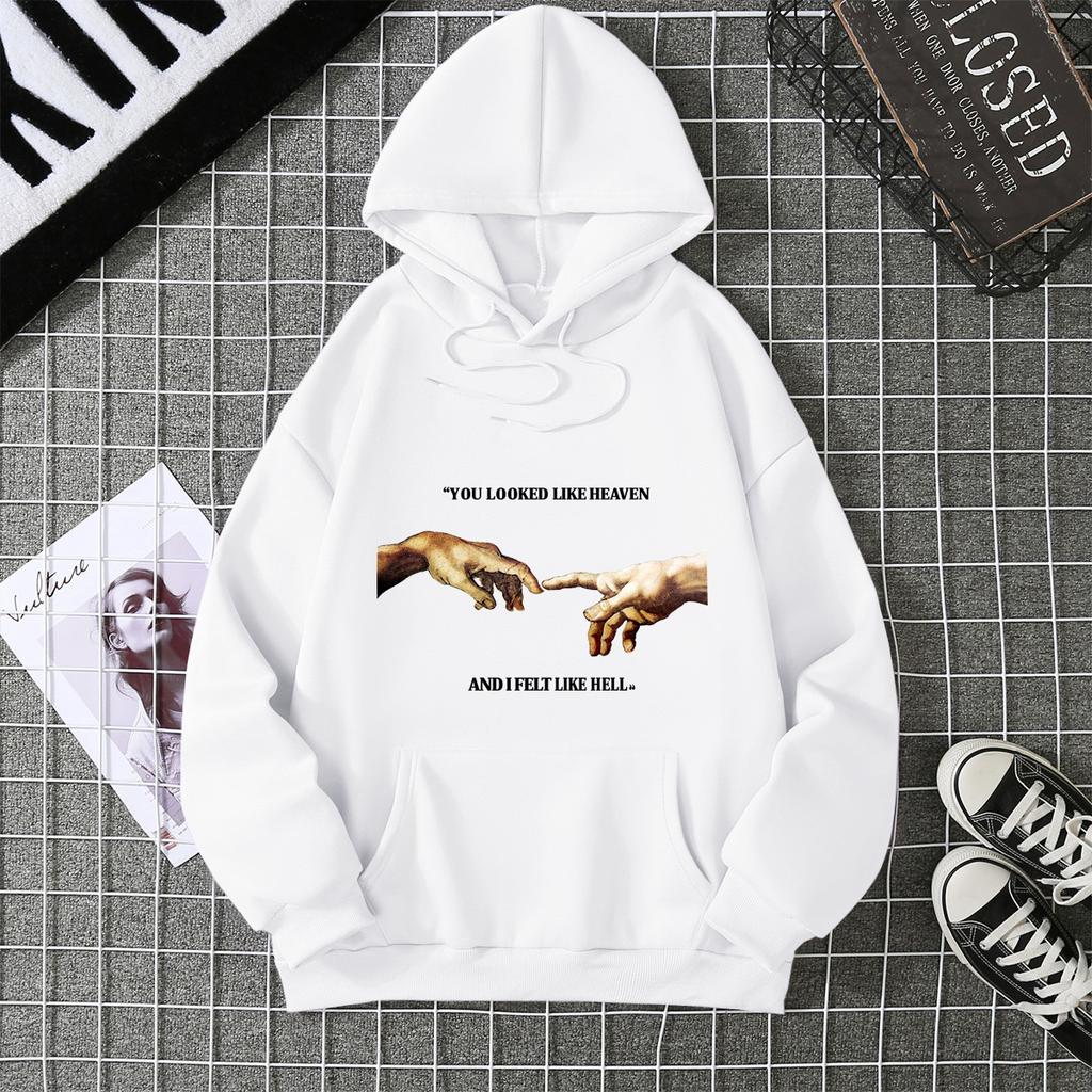 Letter Hooded Sweatshirt Casual Pullover 6812