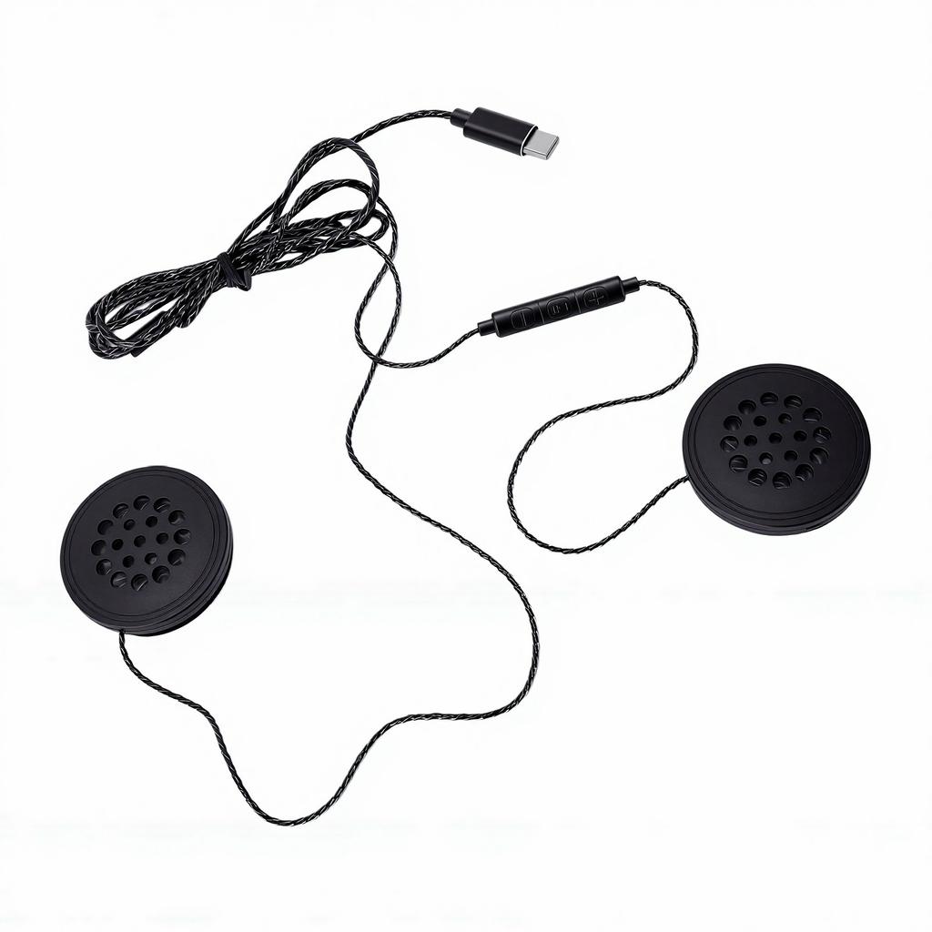 Motorcycle Wired Helmet Headset Hands Free 1.2M Cable Stereo Sound Mic Volume Helmet Earphone