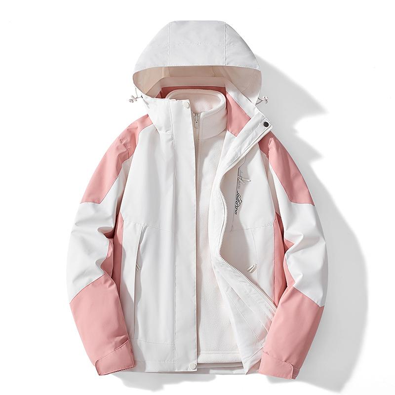 Outdoor Couple Three-in-one Jacket Women's Travel Mountaineering Clothing Waterproof Windproof Water Repellent Removable