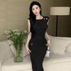2025 temperament celebrity sleeveless vest top hip skirt knitted suit