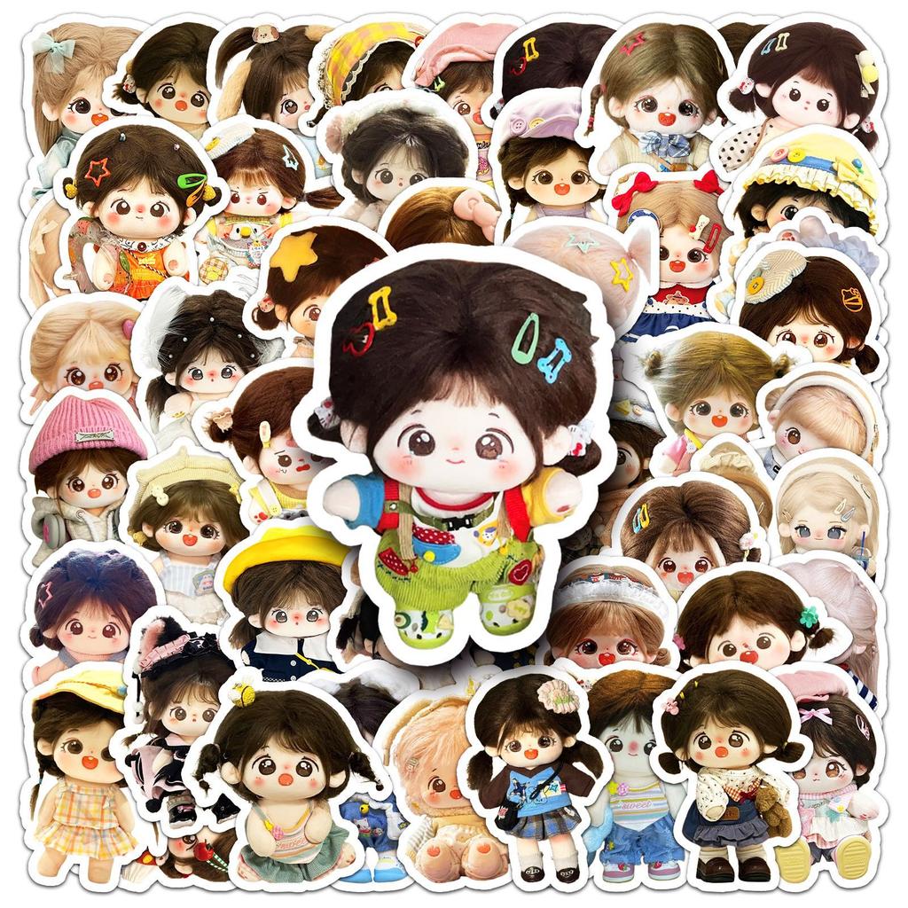 50 Cotton Doll Graffiti Stickers Cartoon Cute Doll Decorative Mobile Phone Case Water Cup Small Mochi Stickers