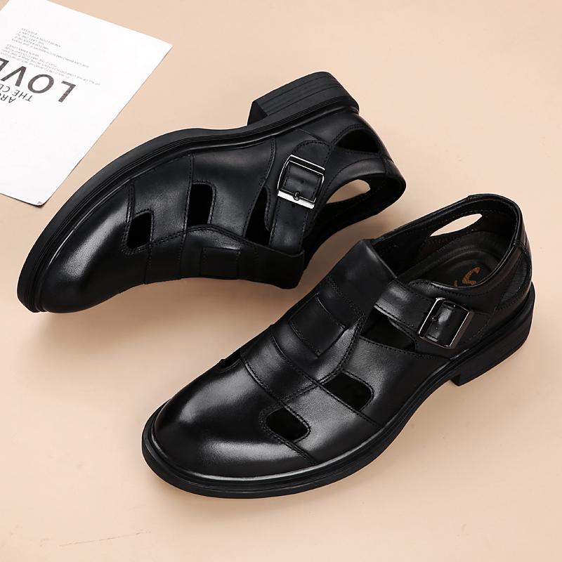 High End Brand Men's Genuine Leather Sandals Size 48 Mens Shoes New Platform Sandals Breathable Outdoor Camping Shoes Versatile