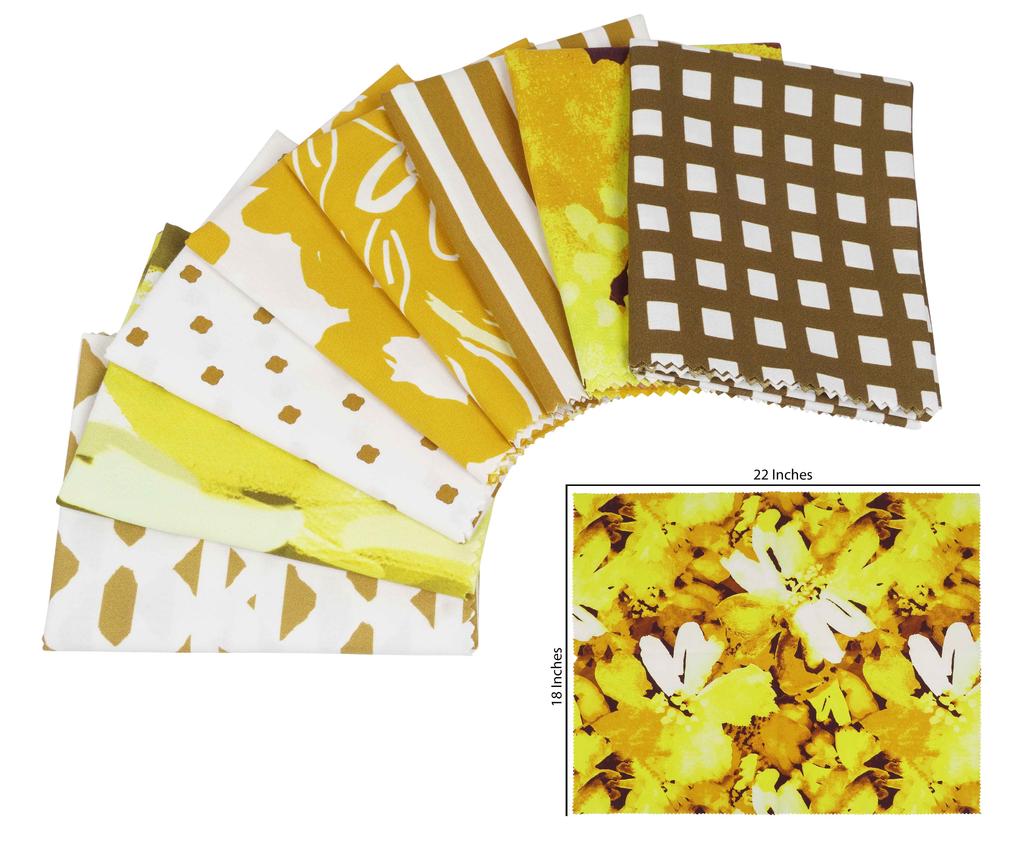 Soimoi 8 Pc Fat Quarter Bundle -  Floral   Print 18"x 22"  DIY Patchwork-  100  Cotton  Pre-Cut Quilting Fabric (Brown &
