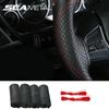 Leather Steering Wheel Cover Braid 38cm On The Steering-Wheel Covers Funda Volante Auto Car Wheel Protection Car Accessories