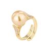 Jewelry Copper Platinum Plated Row Ring Pearl Temperament Simple Women'S Ring 12Mm