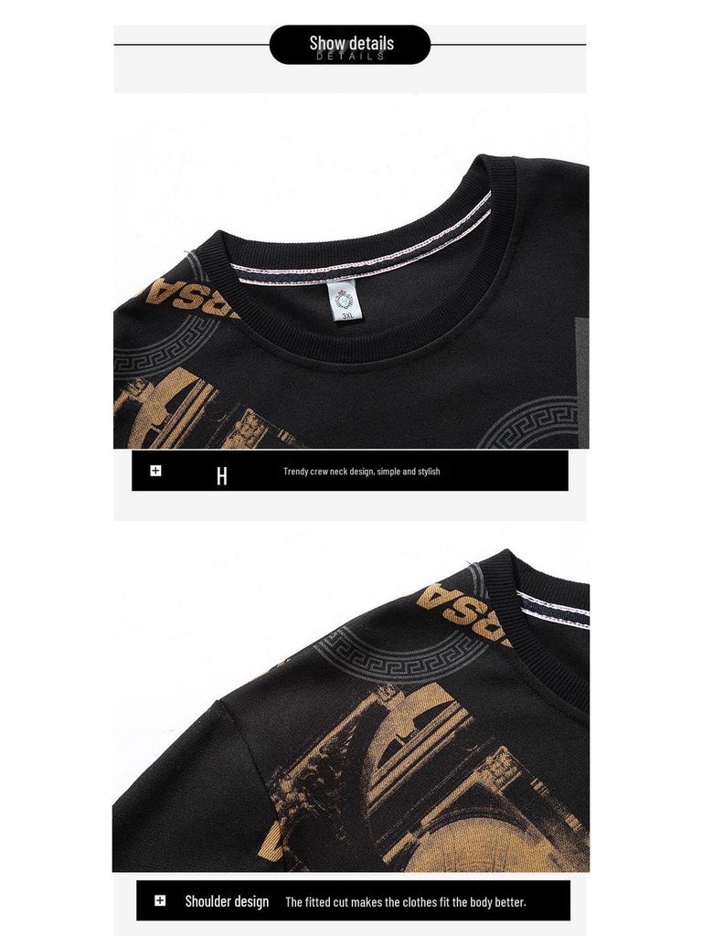 2020 Men's Plus Size Cotton Sweatshirt - Round Neck Long Sleeve, Extra Large Fit (Spring/Autumn)