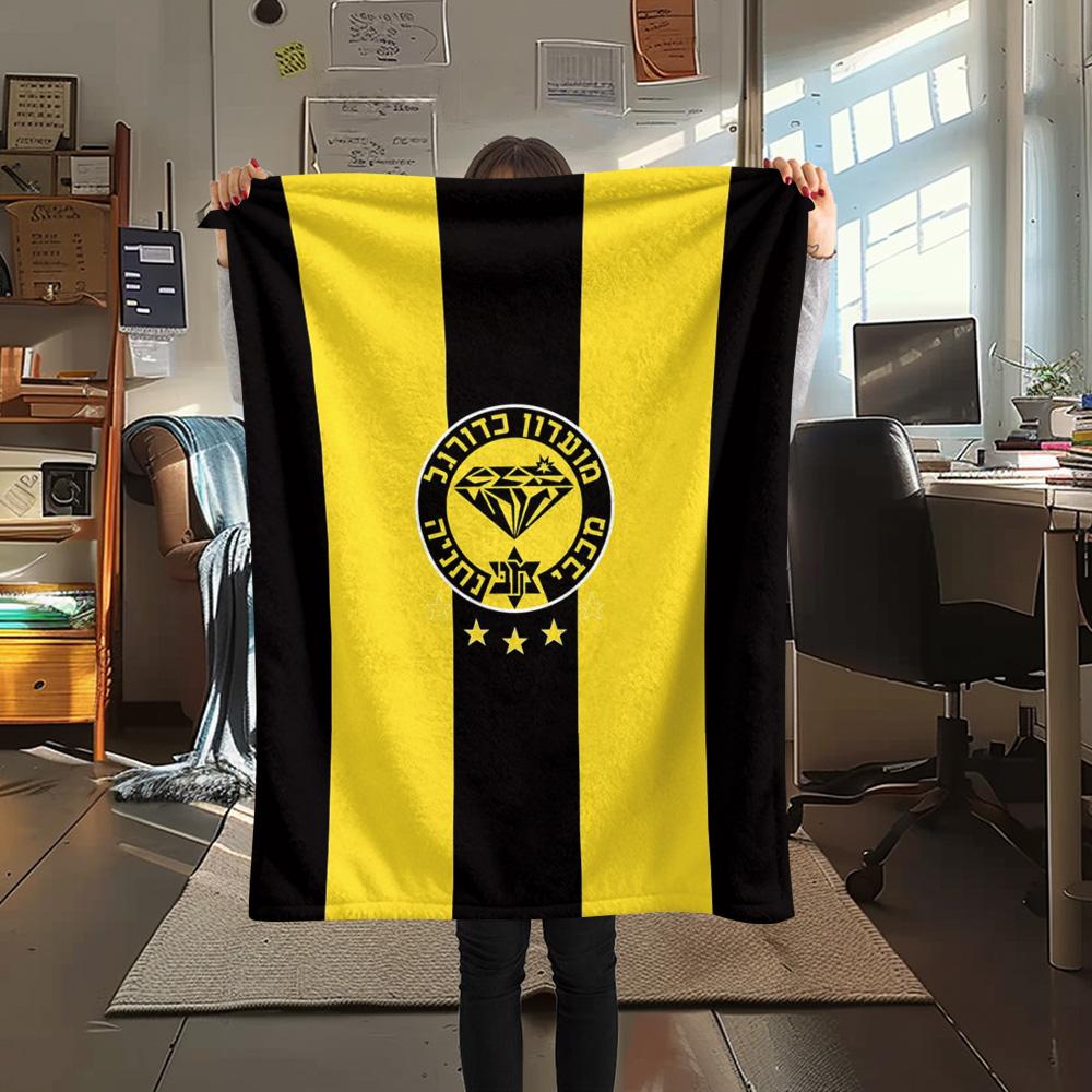 1 Stück Maccabi Netanya FC Aufdruck Flanelldecke Hohe Qualität Warm Bequem Decke für Alle Jahreszeiten Perfekt für Geschenke Heimdekoration