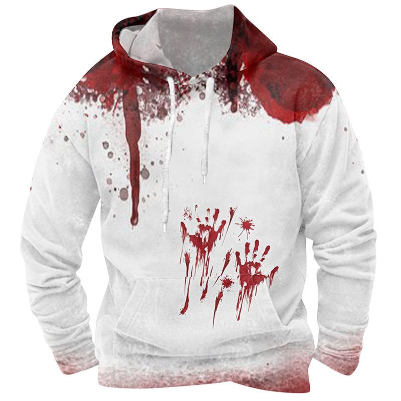 Frühling und Herbst Neuer Herren-Hoodie Halloween 3D-gedruckter Hoodie Herren Locker Lässig Langärmliger Sport-Hoodie Übergröße