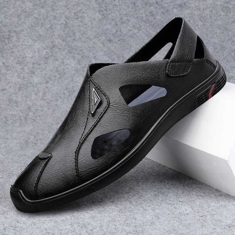 Fashion Summer Breathable Men's Sandals Hollow Mesh Hole Shoes Outdoor Non-slip Loafers Lightweight Sports Sandals Leisure Beach Shoes