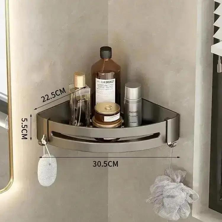Bathroom Kitchen Shower Corner Shelf No Drilling Wall Mounted Adhesive Storage Rack Closet Organizer Wall Home Shelf Shelves