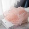 Solid Color Mesh Gauze with Pearl-Embellished Pleated Flower Wrap