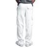 Yousheng Men Cargo Pants Elastic Waist Adjustable Drawstring Casual Overalls with Multi Pockets Solid Color Wide Leg Pants