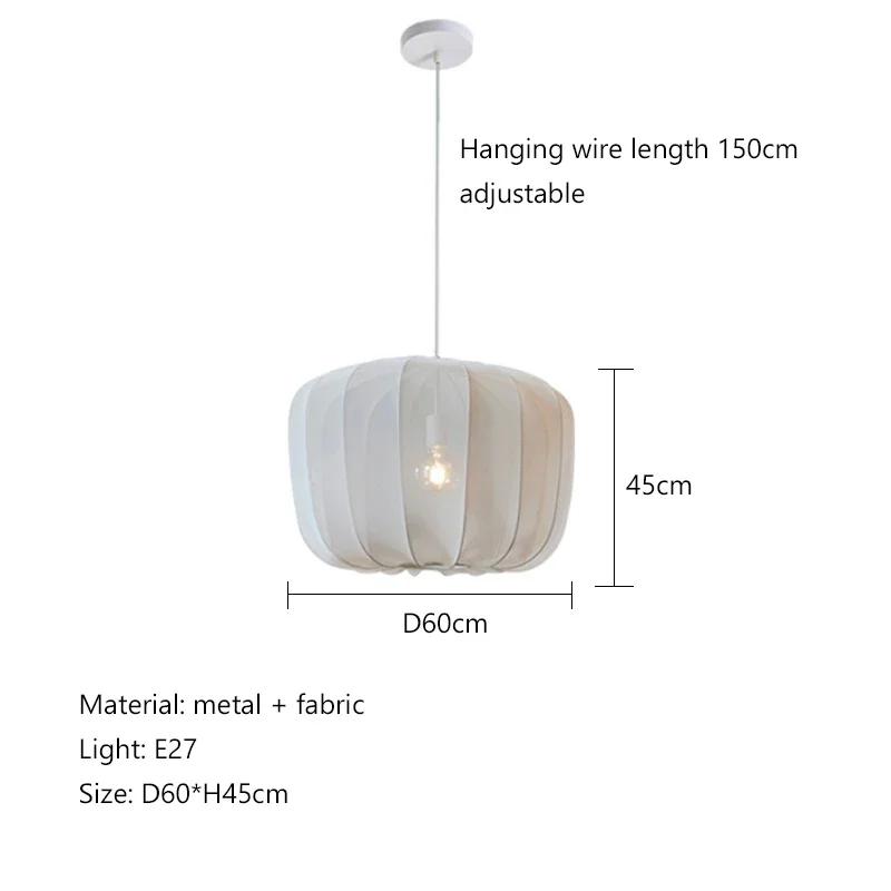 Modern Wabi Sabi Fabric Pendant Chandelier Living Dining Room Bar Led Pendant Lamp Restaurant Bedroom Hanging Light Fixture