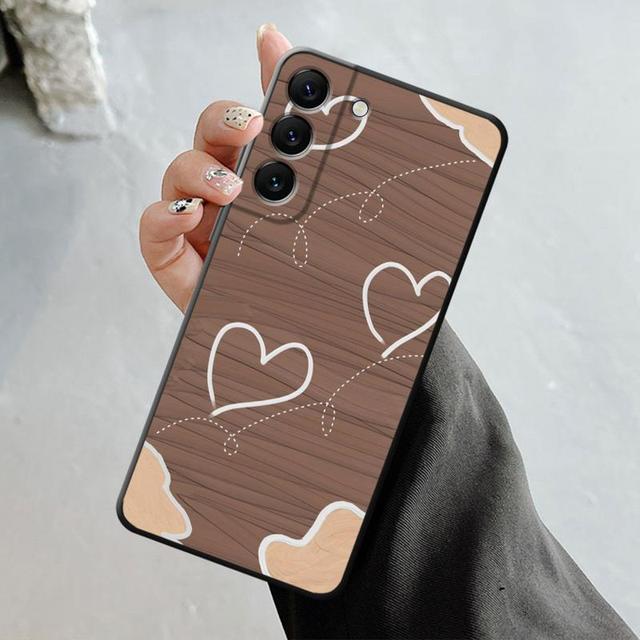 Pouzdro na telefon Samsung Galaxy S23 S22 S21 S20 Fe Ultra S10 S9 S8 Plus Note 20ultra 10plus Fashion Brown Love Wood Grain Texture