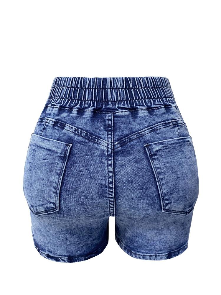 Elastic Casual Summer Women Slim Hole Denim Shorts
