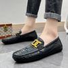 Men’s Moccasins Driving Shoes Comfort Leather Flats Casual Slip-on Plus Size Color Grey Pea Shoes Large Size