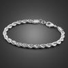 Fashion Men 100% Solid 925 Sterling Silver Bracelet Rope Chain 5MM 17-20CM Bangle for Man & Boy Cuff Jewelry Gift
