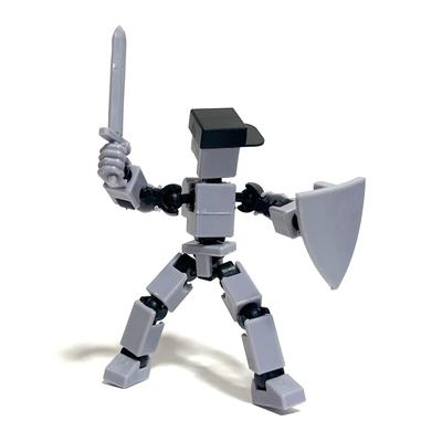 Articulated Robot 3D Action Decorative Assembly Plastic Articulated 9cm Block-shaped, Figure, Piece, Toy, Model, Doll, (gray)