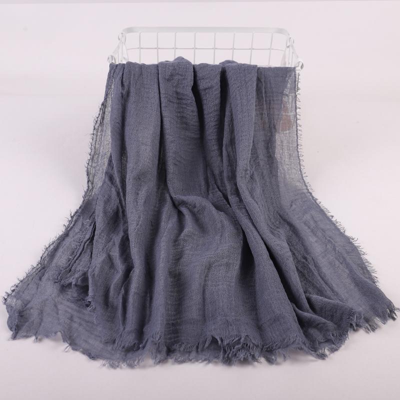 Ramadan Cotton Crinkle Headband Veil Scarves Women Solid Color  Head Wraps Long Scarves Turban Headband Muslim Fashion Headscarf