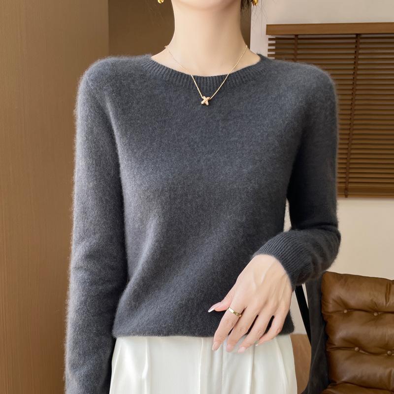 Dames Trui met Ronde Hals Wol Dames Herfst en Winter Kasjmier Pullover Zachte en Warme Top