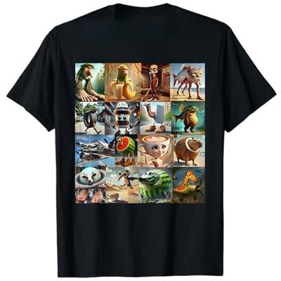 Whimsical Cartoon Collage T-Shirt
