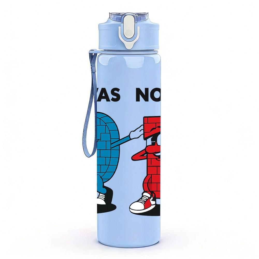 1PC I Was Now Im 67 Block Character 750ml Color Plastic Sports Water Bottle Leakproof Flip Straw Lid Suitable for Sports Office Home Use