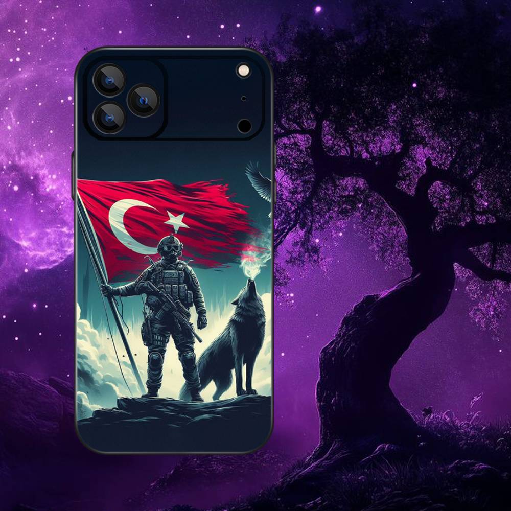 

Cool Turk Wolf Flag Phone Case For iPhone 17,16,15,14,13,12,11,Pro,Max,Plus,E,Air,Mini Protective TPU Cover iPhone17