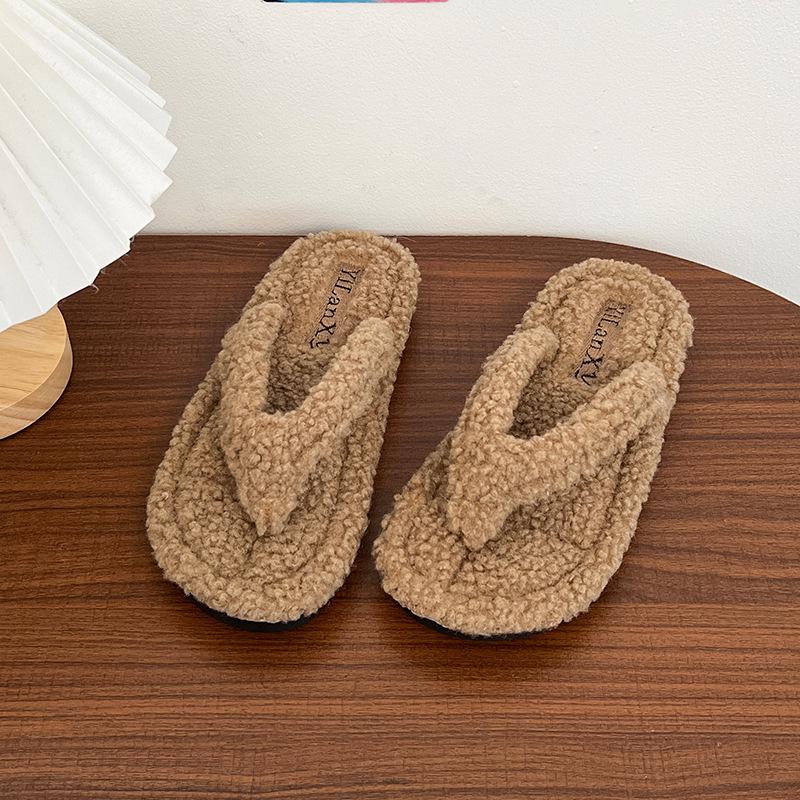 

Интернет знаменитости взрыв супер огонь носок толстый подошва пушистые шлепанцы женские 2025 новая осенне-зимняя одежда легкие хлопковые тапочки 40