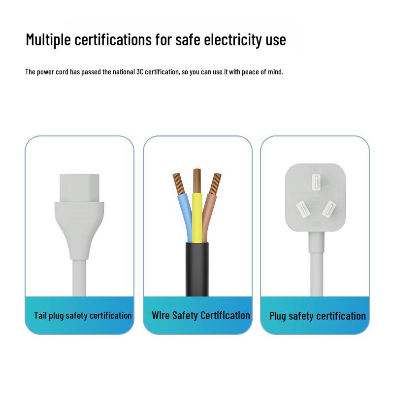 Gray C13 3-Pin Power Cord for Rice Cooker with Pure Copper Conductors
