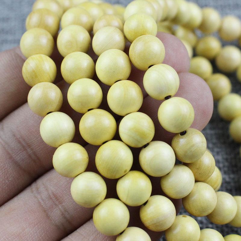 Boxwood Handcrafted Bracelet: 108 Beads, 8MM Wooden Prayer Beads for Men and Women