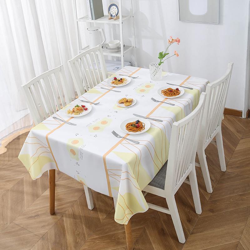 Simple And Advanced Sense Waterproof, Oil-Proof, Leave-In And Dirt-Resistant Home Picnic Student Modern Grid Peva Tablecloth